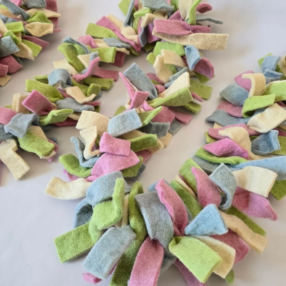 6ft Easter Pastel Felt Rag Felt Fringe Strip Garland Spring Mantel Decor